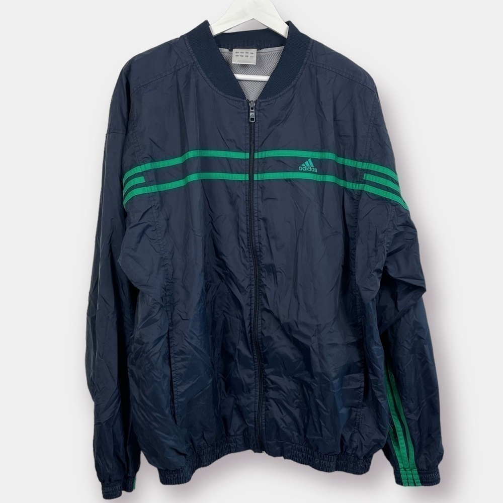 Adidas Lightweight Jacket Track Windbreaker Navy Green Size Large